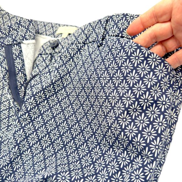 Talbots Crop Skimmer Pants Button Hem Blue Print Women 14 Coastal Preppy Stretch - Picture 10 of 14